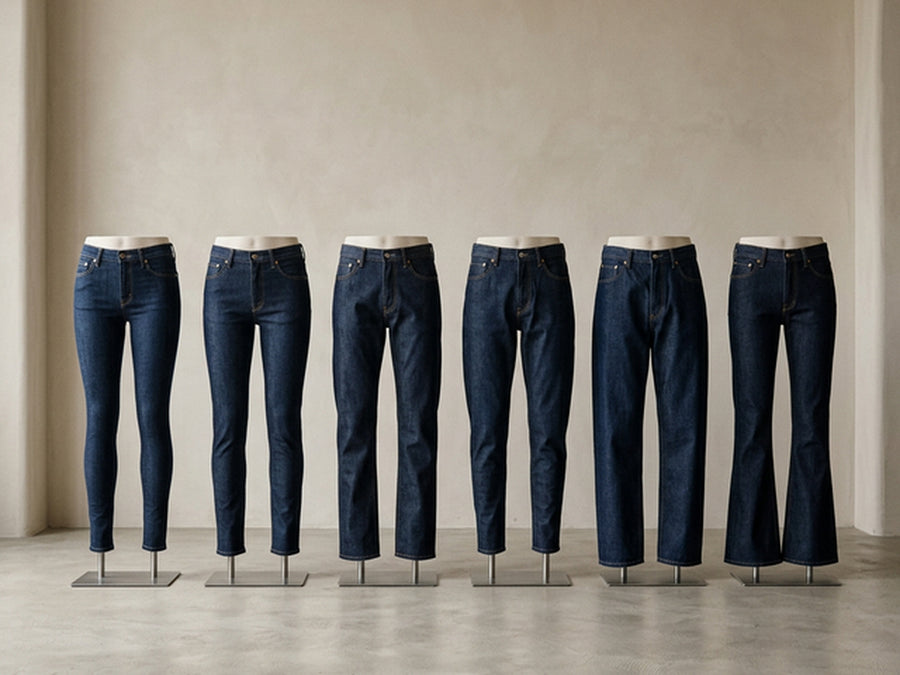 Vergleich unterschiedlicher Jeansfits als visuelle Hilfe für den Sitztest im Alltag