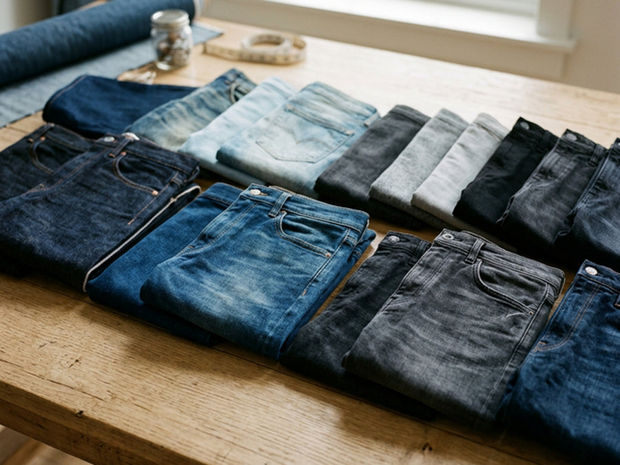 Denim in ruhigen Blautönen als Einstieg in die Wahl der passenden Jeansfarbe