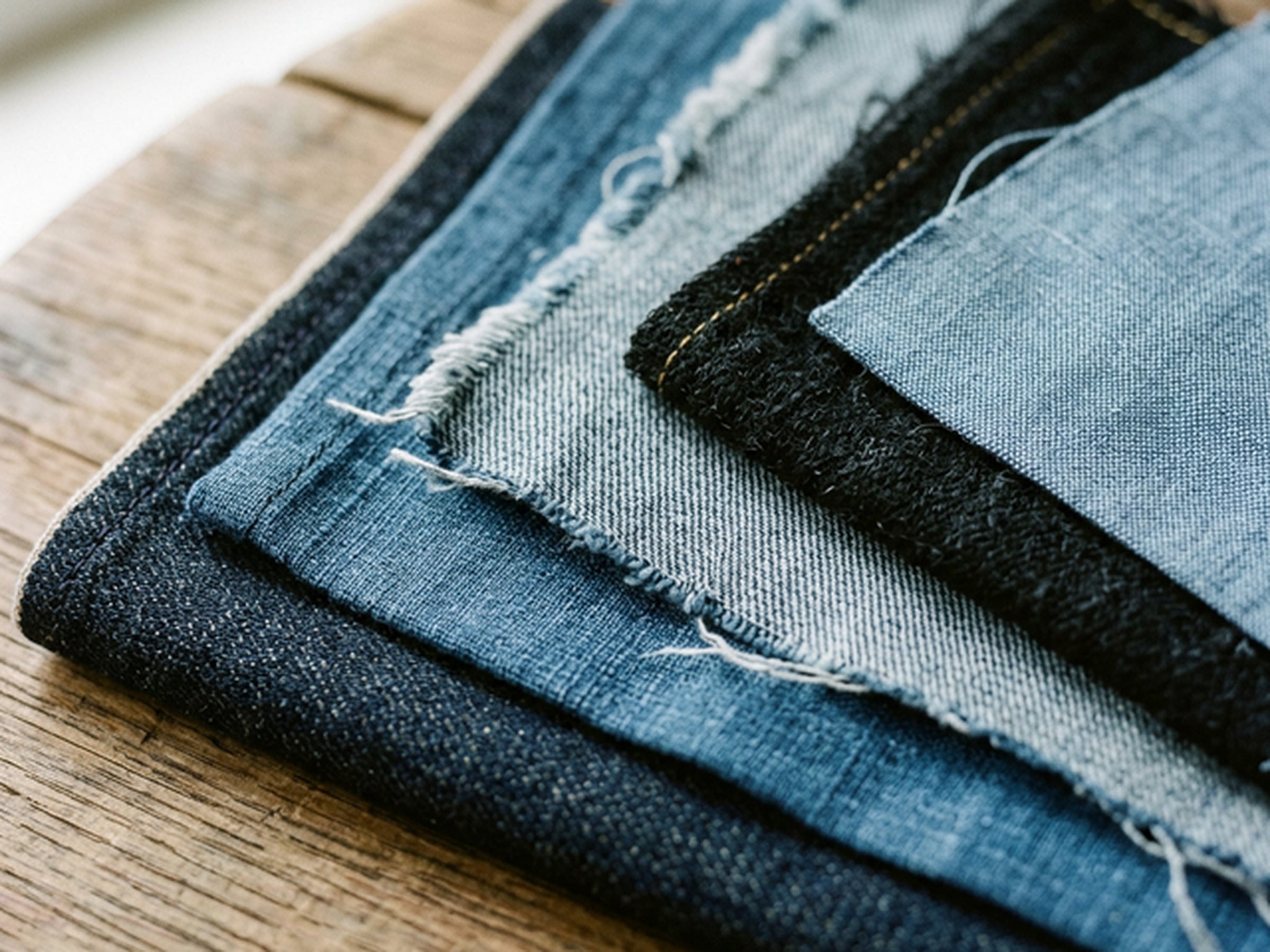Denimstruktur als visuelle Einordnung für Stretch, Materialruhe und Stoffgefühl