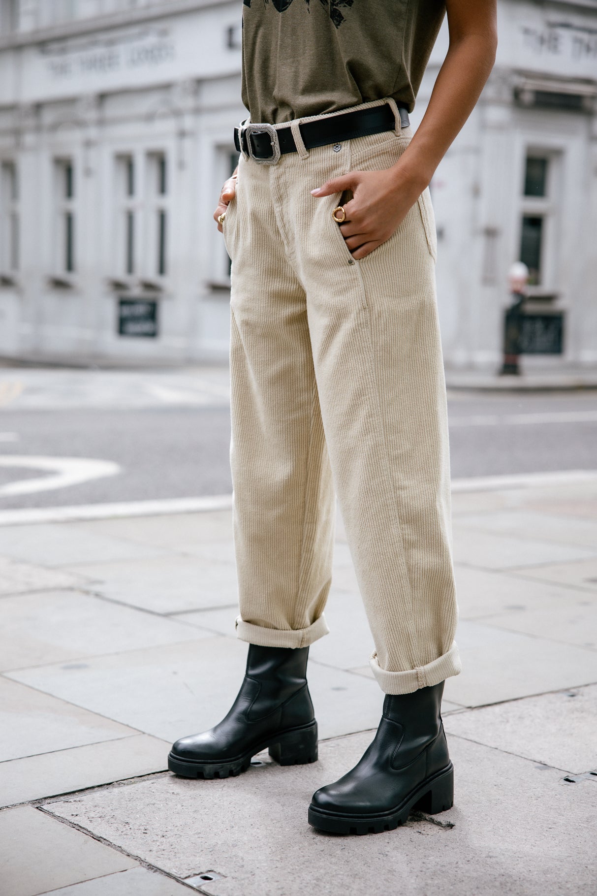 FREEMAN T. PORTER ROSALIA VELUTO Stoffhose - Oatmeal Mist Beige - 25142 VELU.F1234 von Freeman T. Porter