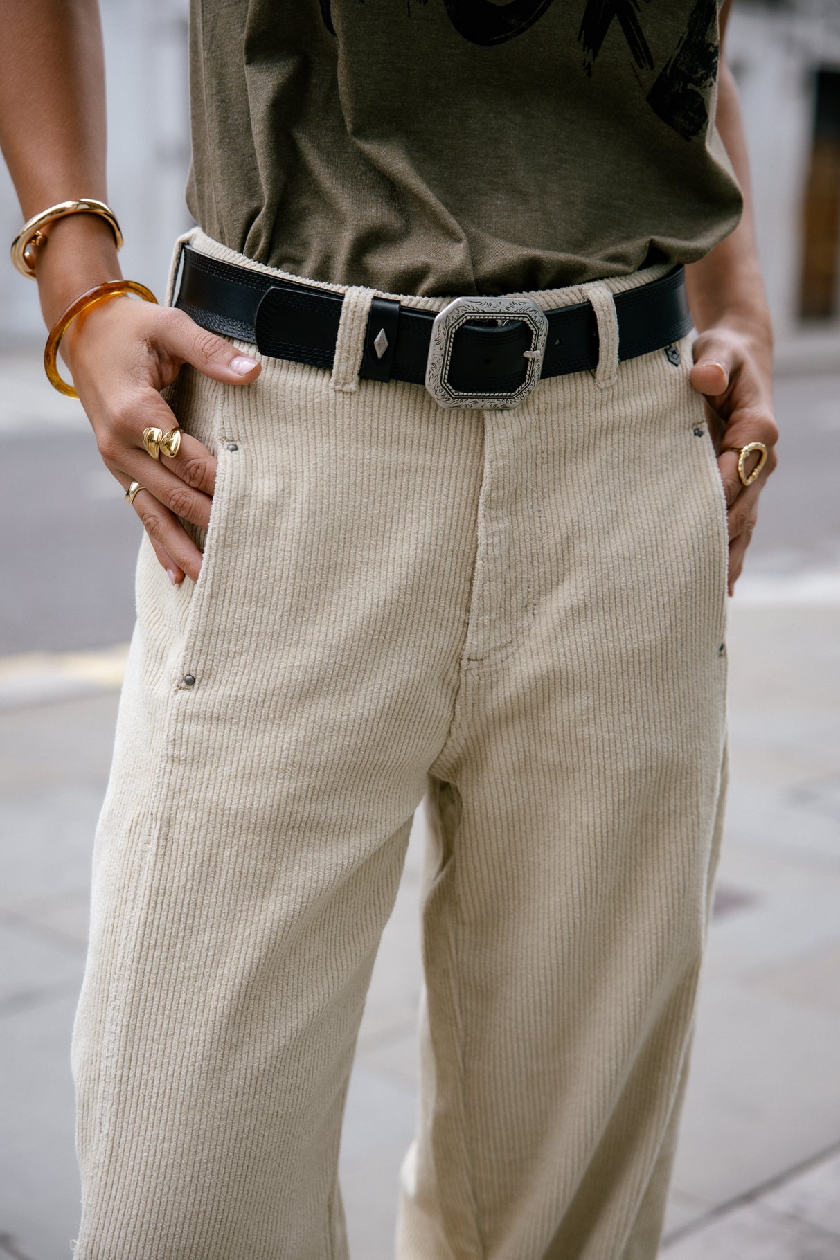 FREEMAN T. PORTER ROSALIA VELUTO Stoffhose - Oatmeal Mist Beige - 25142 VELU.F1234 von Freeman T. Porter