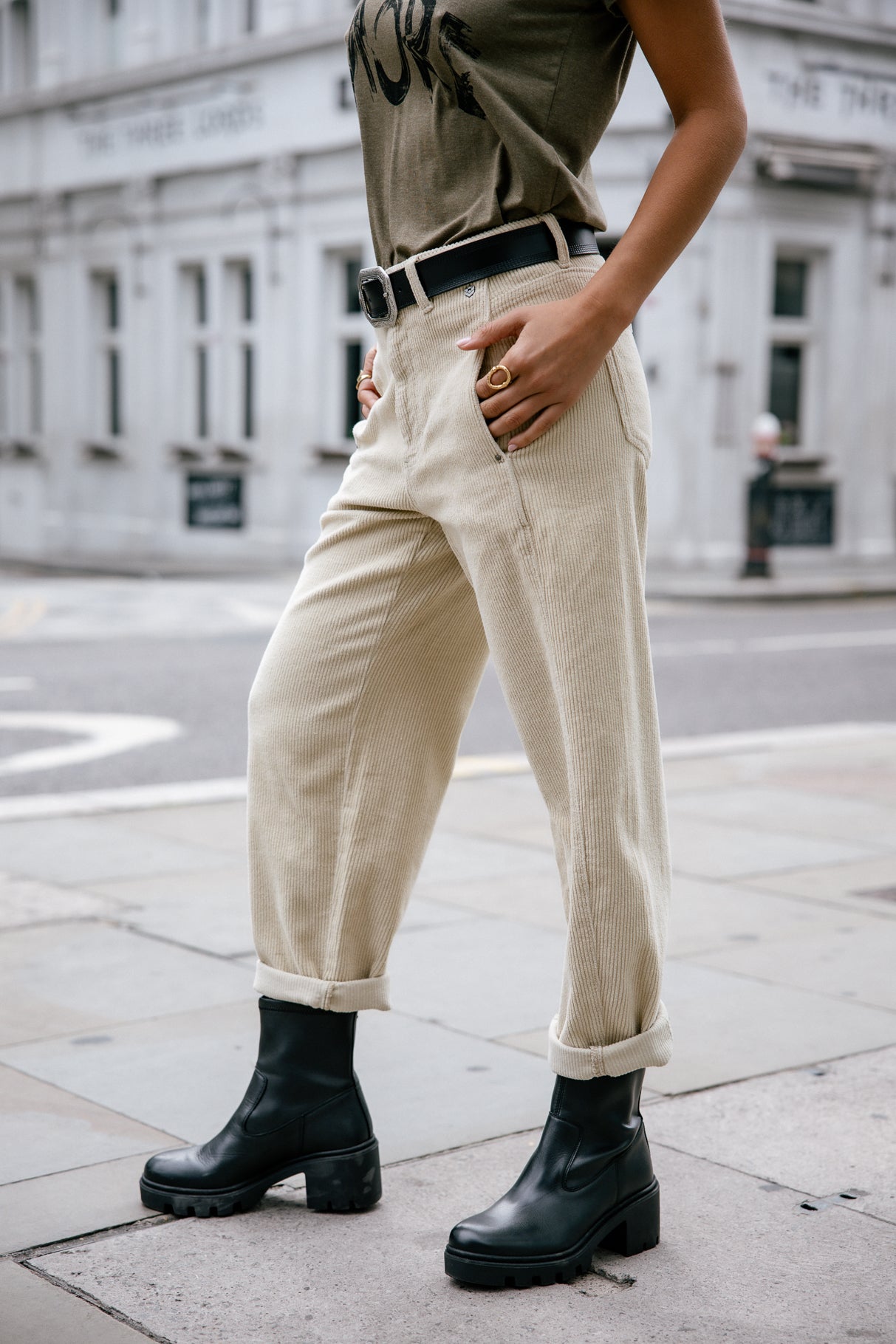 FREEMAN T. PORTER ROSALIA VELUTO Stoffhose - Oatmeal Mist Beige - 25142 VELU.F1234 von Freeman T. Porter