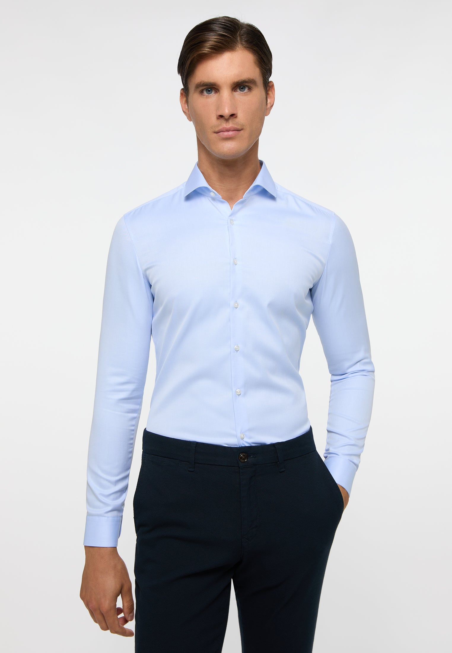 ETERNA SUPER SLIM COVER SHIRT - Light Riviera Blue - 8817-10-Z182