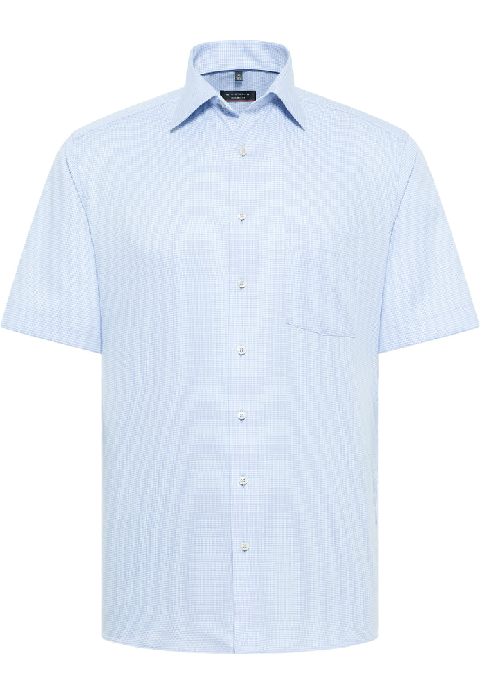 ETERNA MODERN FIT Kurzarm Hemd - Sky Gingham Blue - 8038-11-C19P