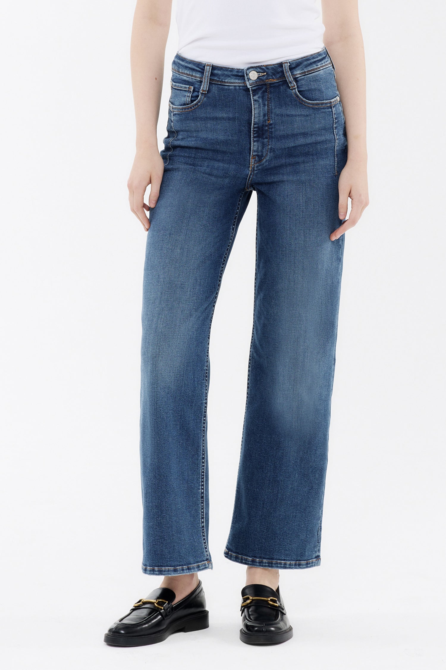 BLUE FIRE Judy Wide Leg Jeans - Coastal Vintage Blue - 1156.265