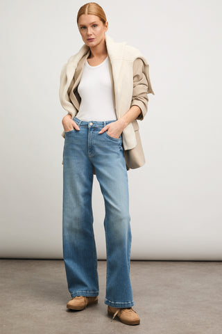 BLUE FIRE Judy Wide Leg Jeans - Sunwashed Sky Blue - 1156.264