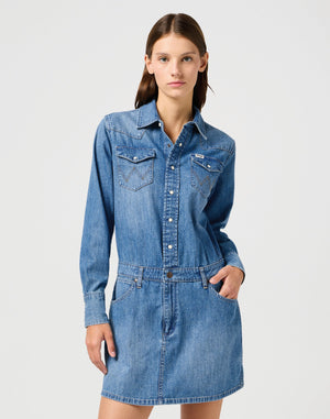 WRANGLER LS DENIM DRESS Jeanskleid - Coastal Sky Blue - 112362610