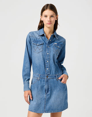 WRANGLER LS DENIM DRESS Jeanskleid - Coastal Sky Blue - 112362610