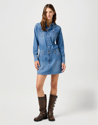 WRANGLER LS DENIM DRESS Jeanskleid - Coastal Sky Blue - 112362610