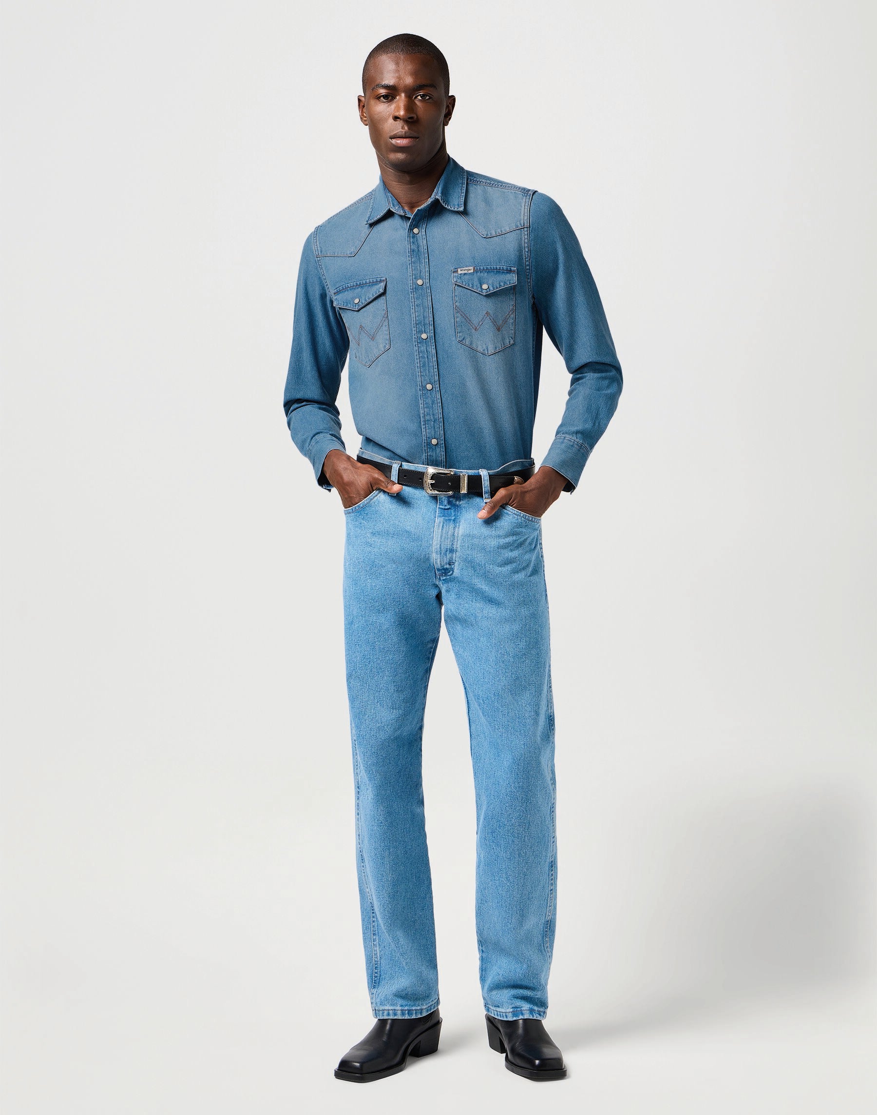 WRANGLER WESTERN Jeanshemd - Sky Harbor Blue - 112362744 von Wrangler