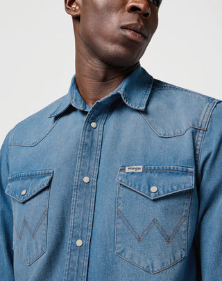 WRANGLER WESTERN Jeanshemd - Sky Harbor Blue - 112362744