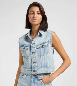 LEE Cropped Rider Vest - Skywashed Blue - 112363461