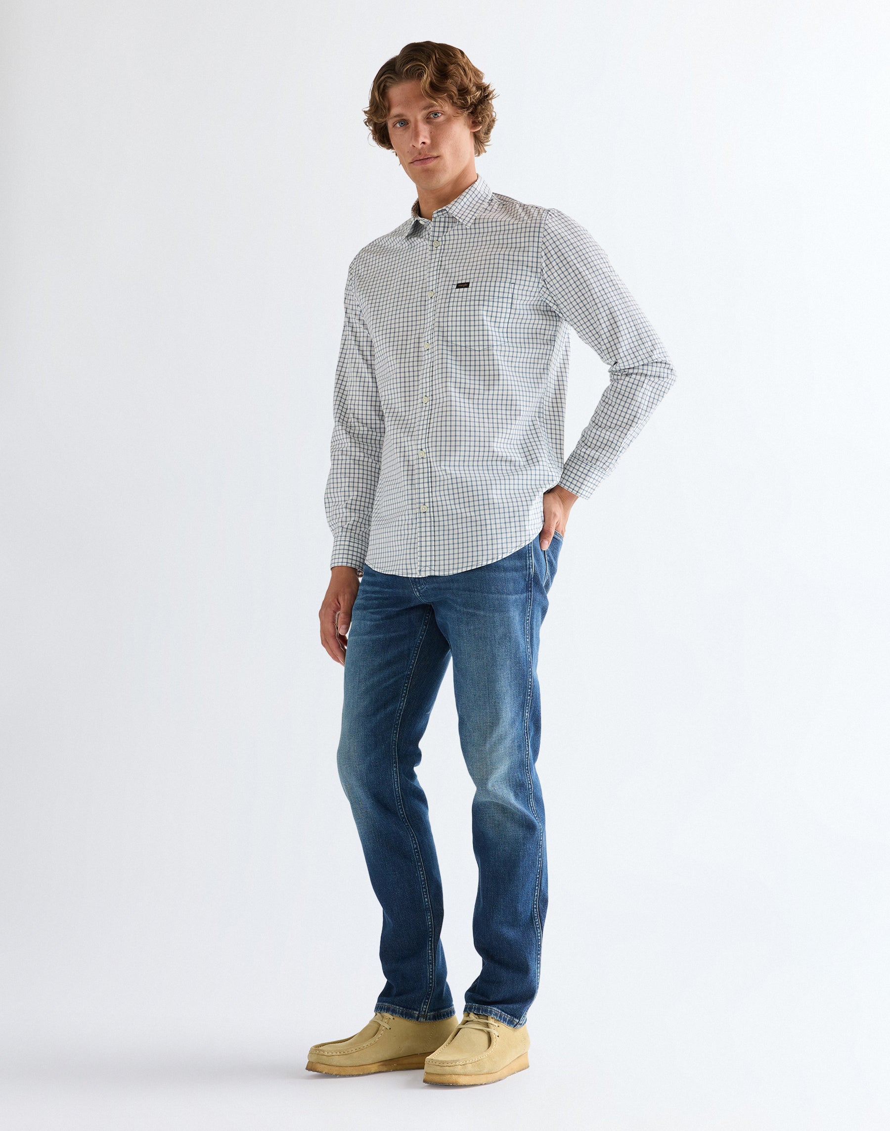 WRANGLER Greensboro Five Pocket - Ocean Wash Blue - 112377800 von Wrangler