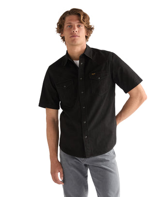 WRANGLER SS WESTERN SHIRT Kurzarm Jeanshemd rinse black 112377968