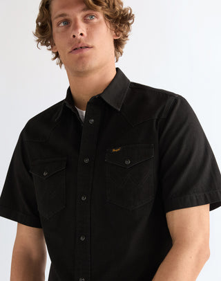 WRANGLER SS WESTERN SHIRT Kurzarm Jeanshemd rinse black 112377968
