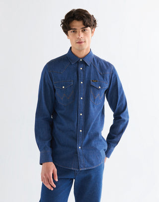 WRANGLER WESTERN SHIRT Langarm Jeanshemd - Twilight Canyon Blue - 112378124