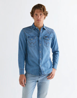 WRANGLER WESTERN SHIRT Langarm Jeanshemd - Blue Nomad Wash - 112378393