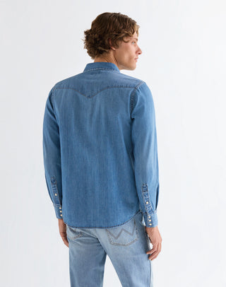 WRANGLER WESTERN SHIRT Langarm Jeanshemd - Blue Nomad Wash - 112378393