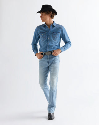 WRANGLER WESTERN SHIRT Langarm Jeanshemd - Blue Nomad Wash - 112378393