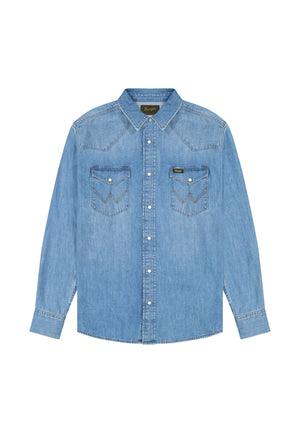WRANGLER WESTERN SHIRT Langarm Jeanshemd - Blue Nomad Wash - 112378393