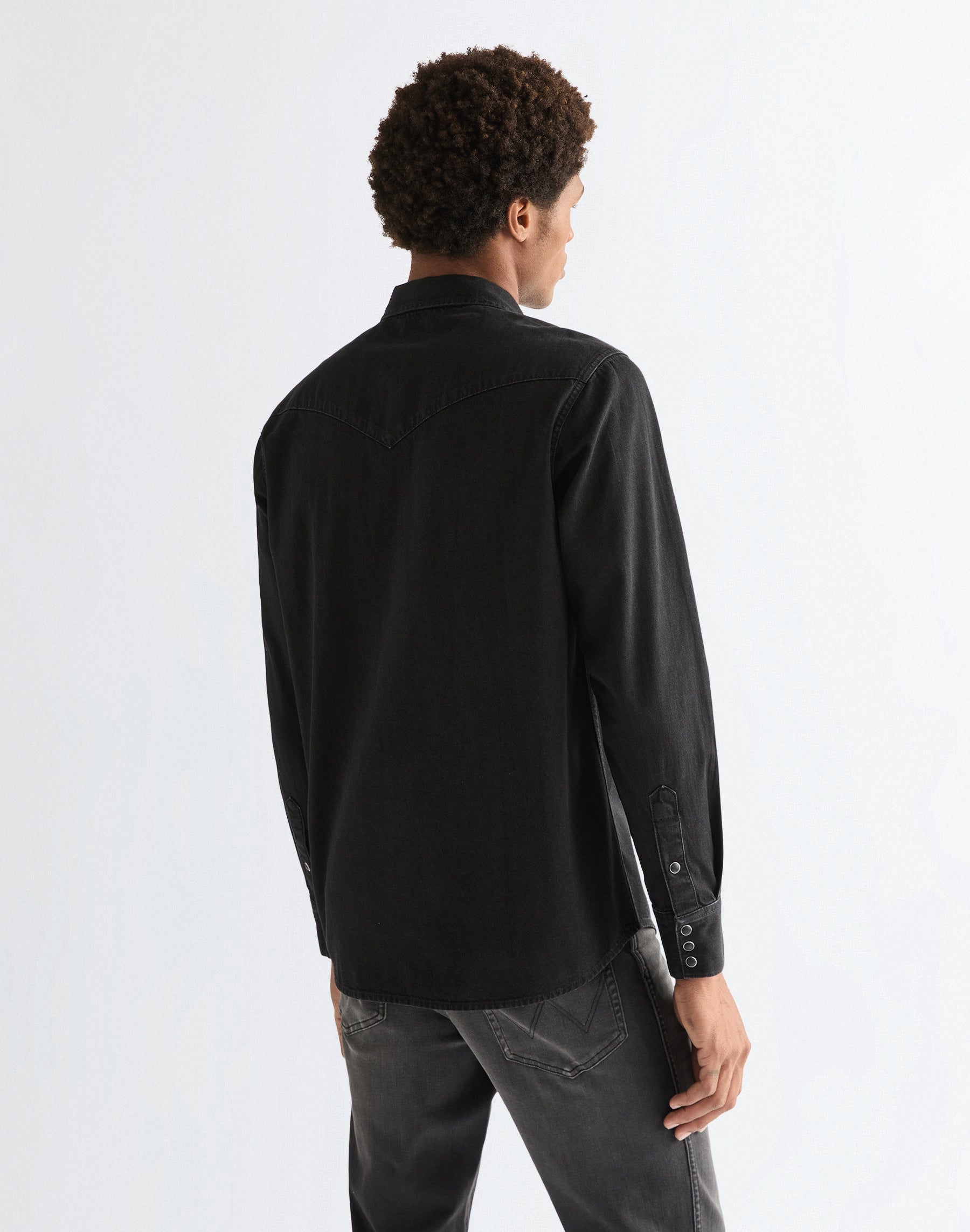 WRANGLER Western Shirt Langarm Jeanshemd - Midnight Charcoal - 112378427 von Wrangler