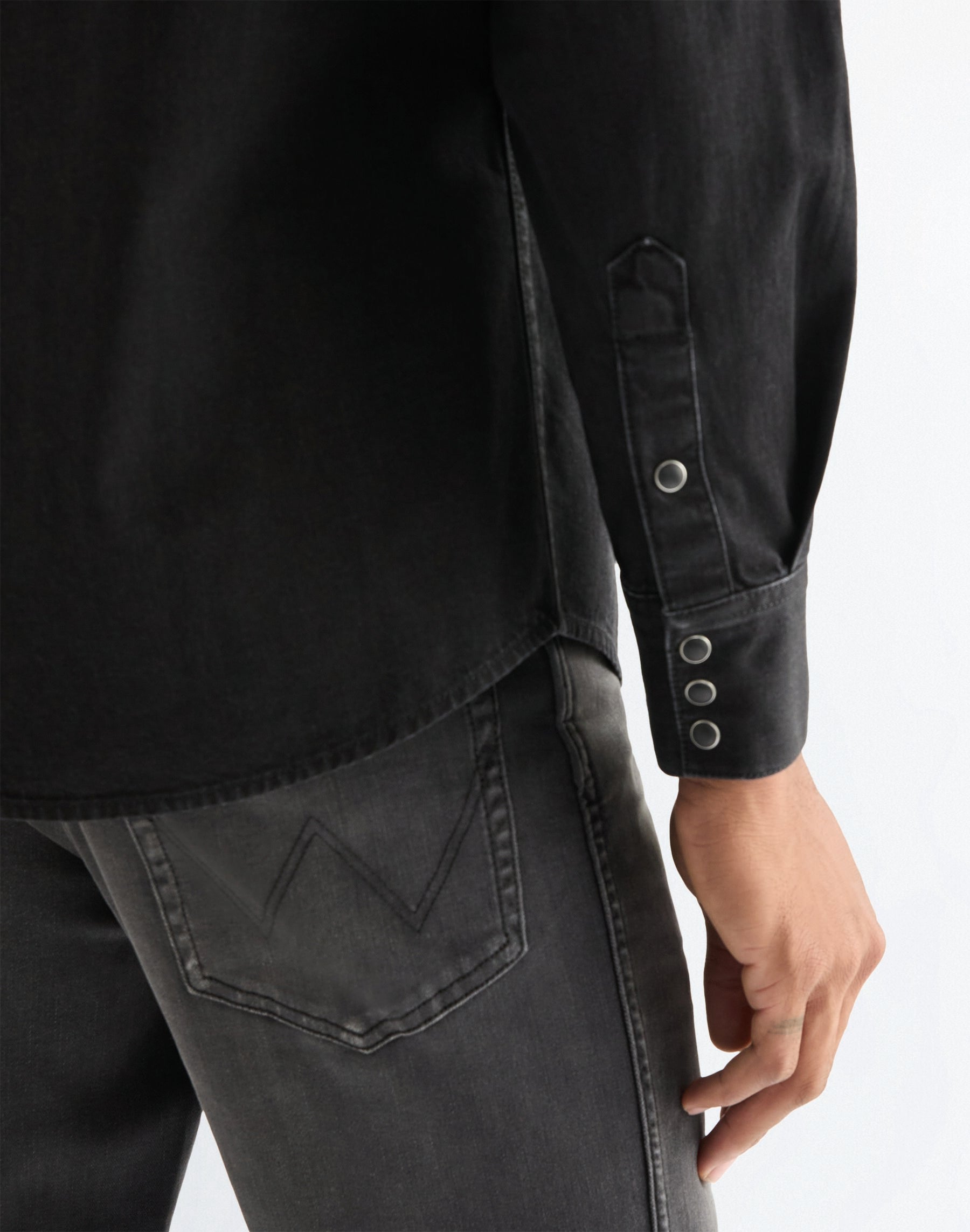 WRANGLER Western Shirt Langarm Jeanshemd - Midnight Charcoal - 112378427 von Wrangler