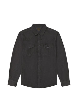 WRANGLER Western Shirt Langarm Jeanshemd - Midnight Charcoal - 112378427