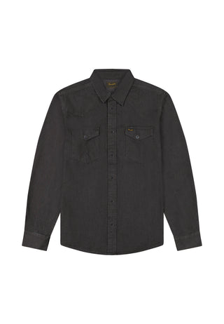 WRANGLER Western Shirt Langarm Jeanshemd - Midnight Charcoal - 112378427