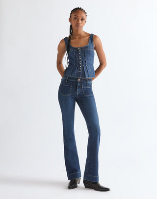 WRANGLER Flare Schlaghose - Midnight Seabreeze - 112379973