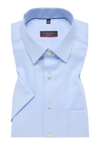 ETERNA MODERN FIT Kurzarm Hemd - Sky Gingham Blue - 8038-11-C19P