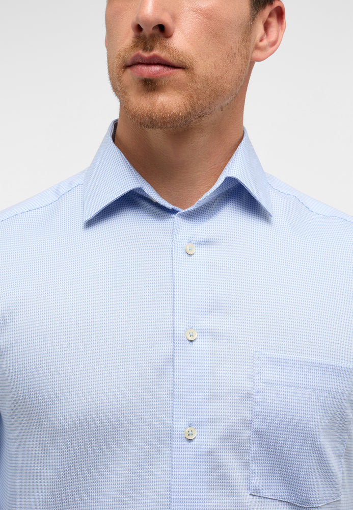 ETERNA MODERN FIT Kurzarm Hemd - Sky Gingham Blue - 8038-11-C19P von Eterna
