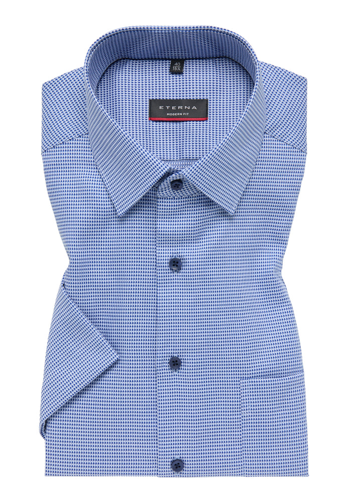 ETERNA MODERN FIT Kurzarm Hemd - Sky Dots Blue - 8038-12-C19P von Eterna