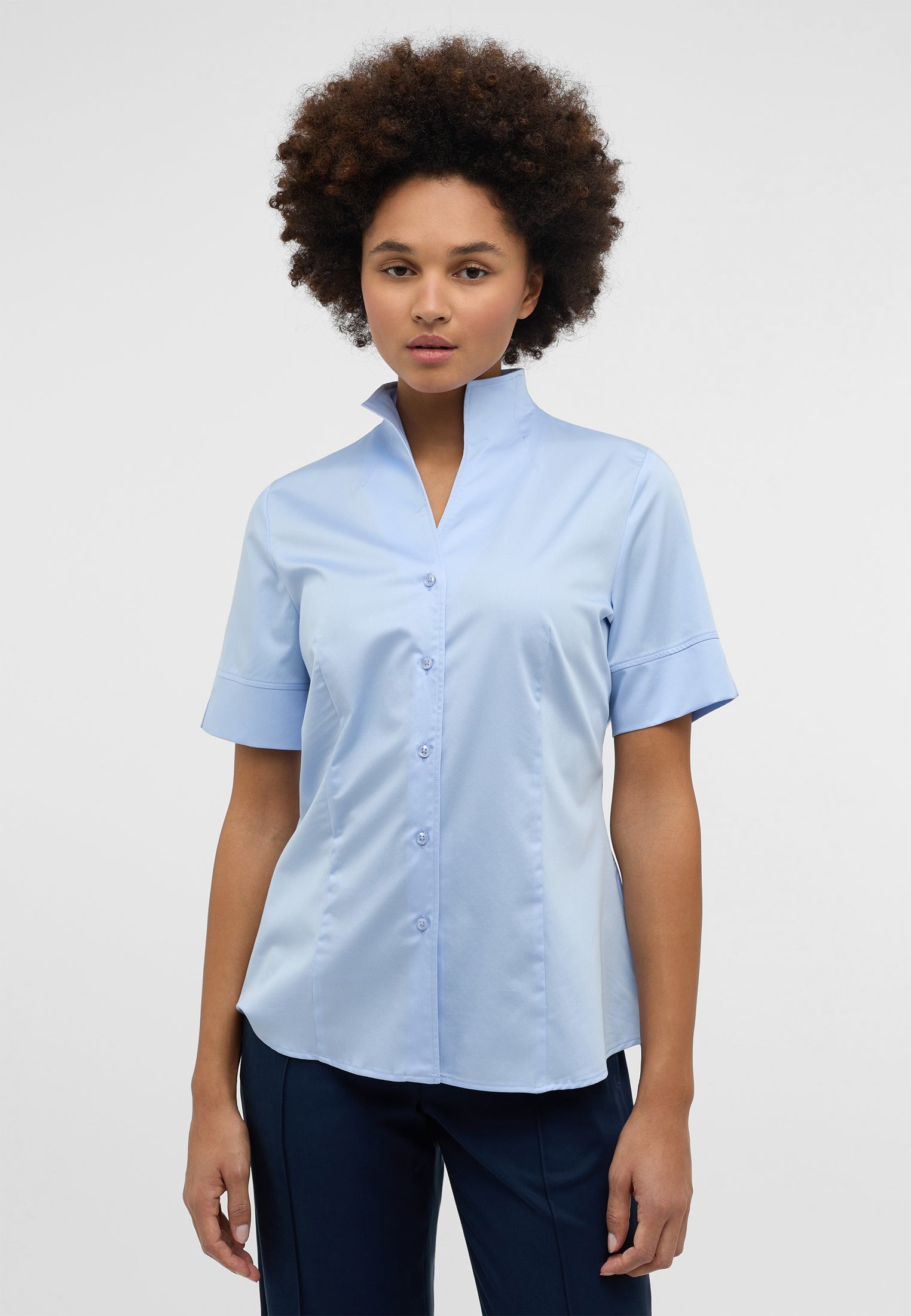 ETERNA REGULAR FIT Kurzarm Bluse - Sky Dawn Satin - 5585-12-H266
