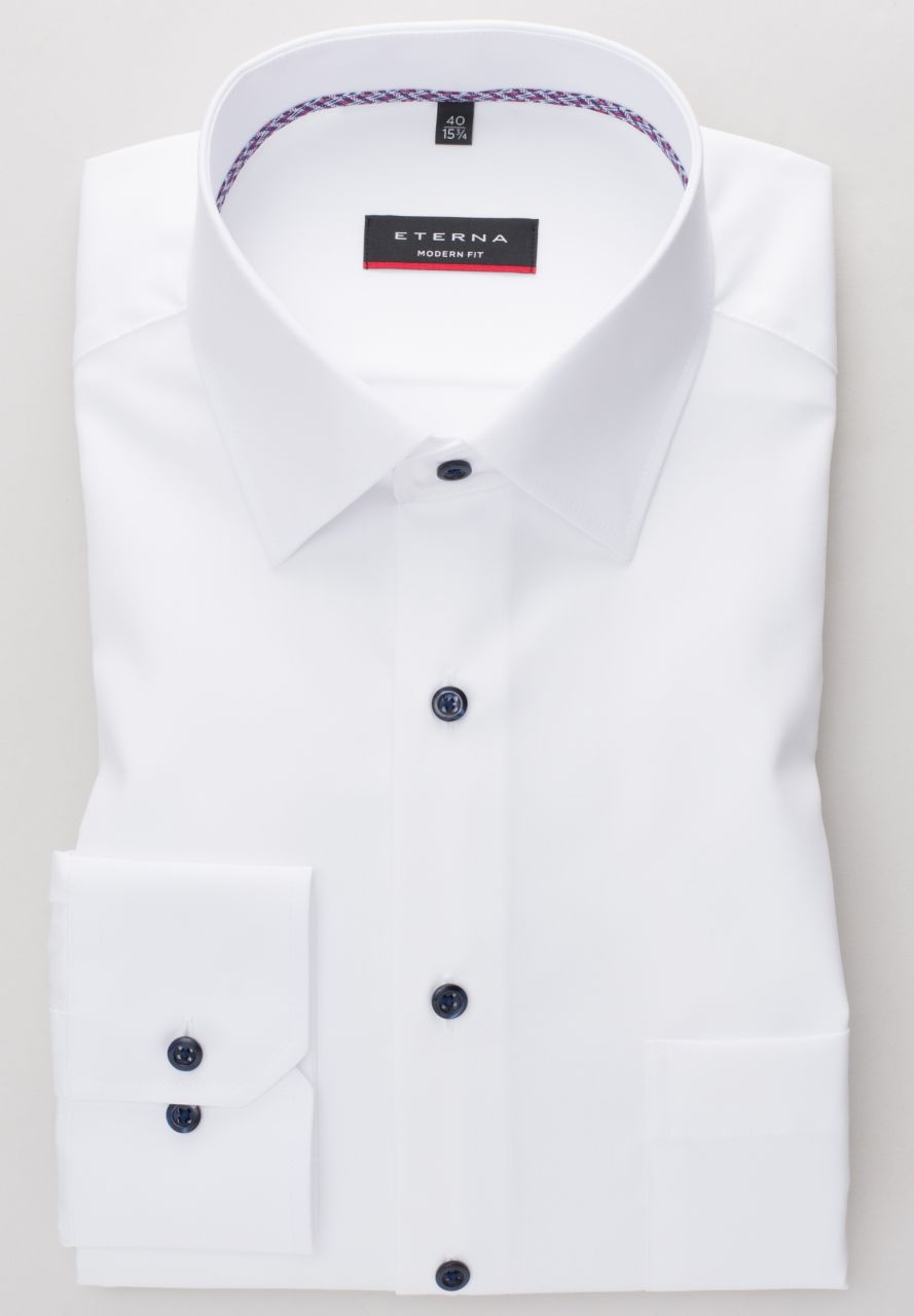 ETERNA MODERN FIT Langarm Hemd - Crystal White Navy - 1300-00-X19P von Eterna