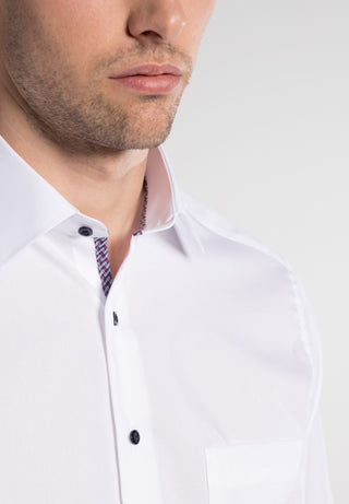 ETERNA MODERN FIT Langarm Hemd - Crystal White Navy - 1300-00-X19P