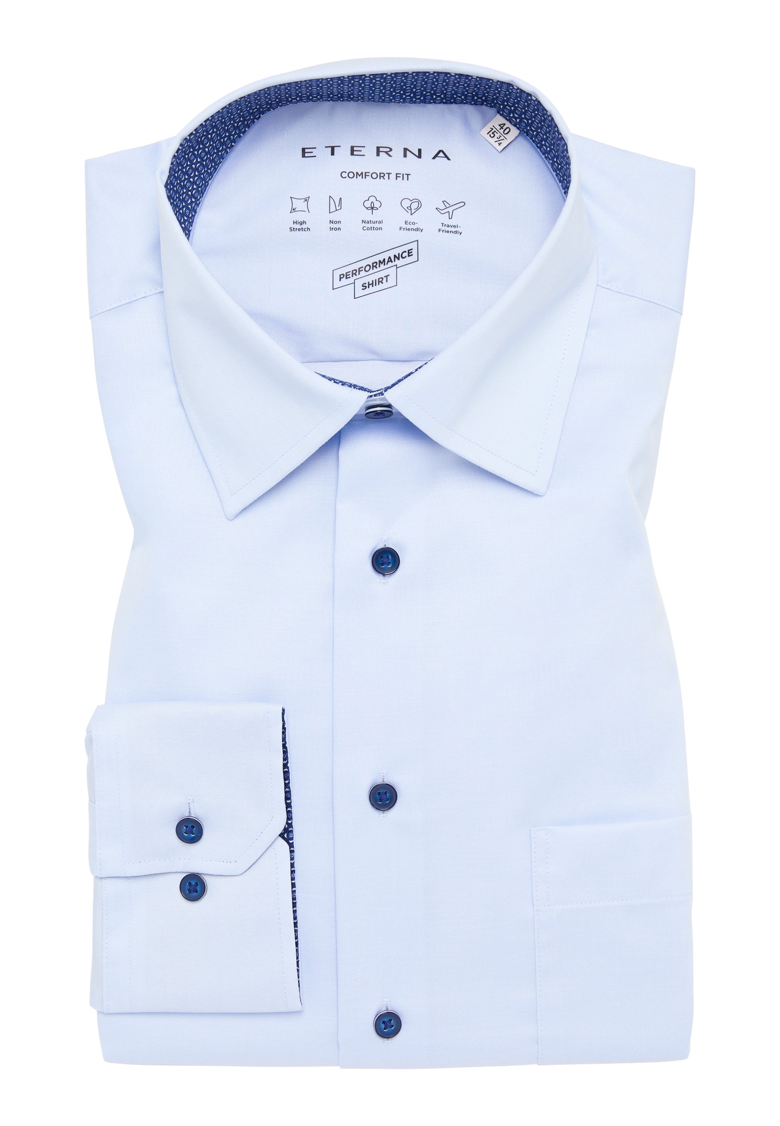 ETERNA COMFORT FIT Performance Shit Langarm Hemd - Seabreeze Chambray - 4060-10-E14E