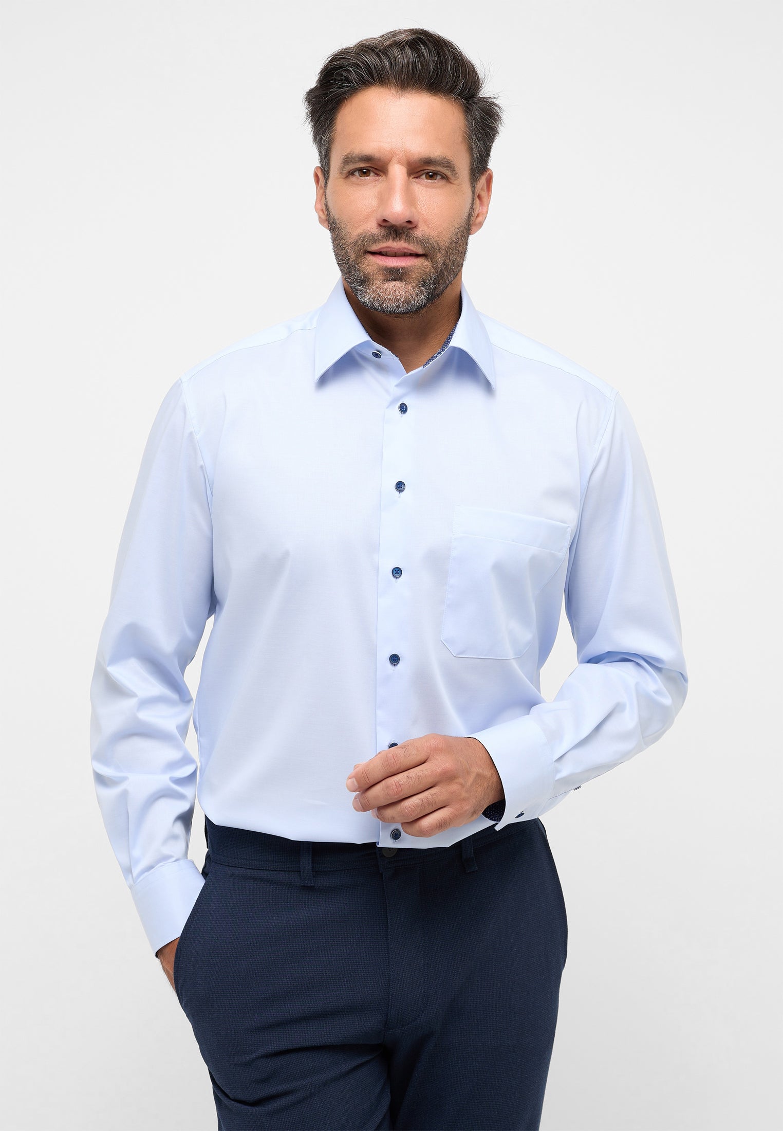 ETERNA COMFORT FIT Performance Shit Langarm Hemd - Seabreeze Chambray - 4060-10-E14E von Eterna