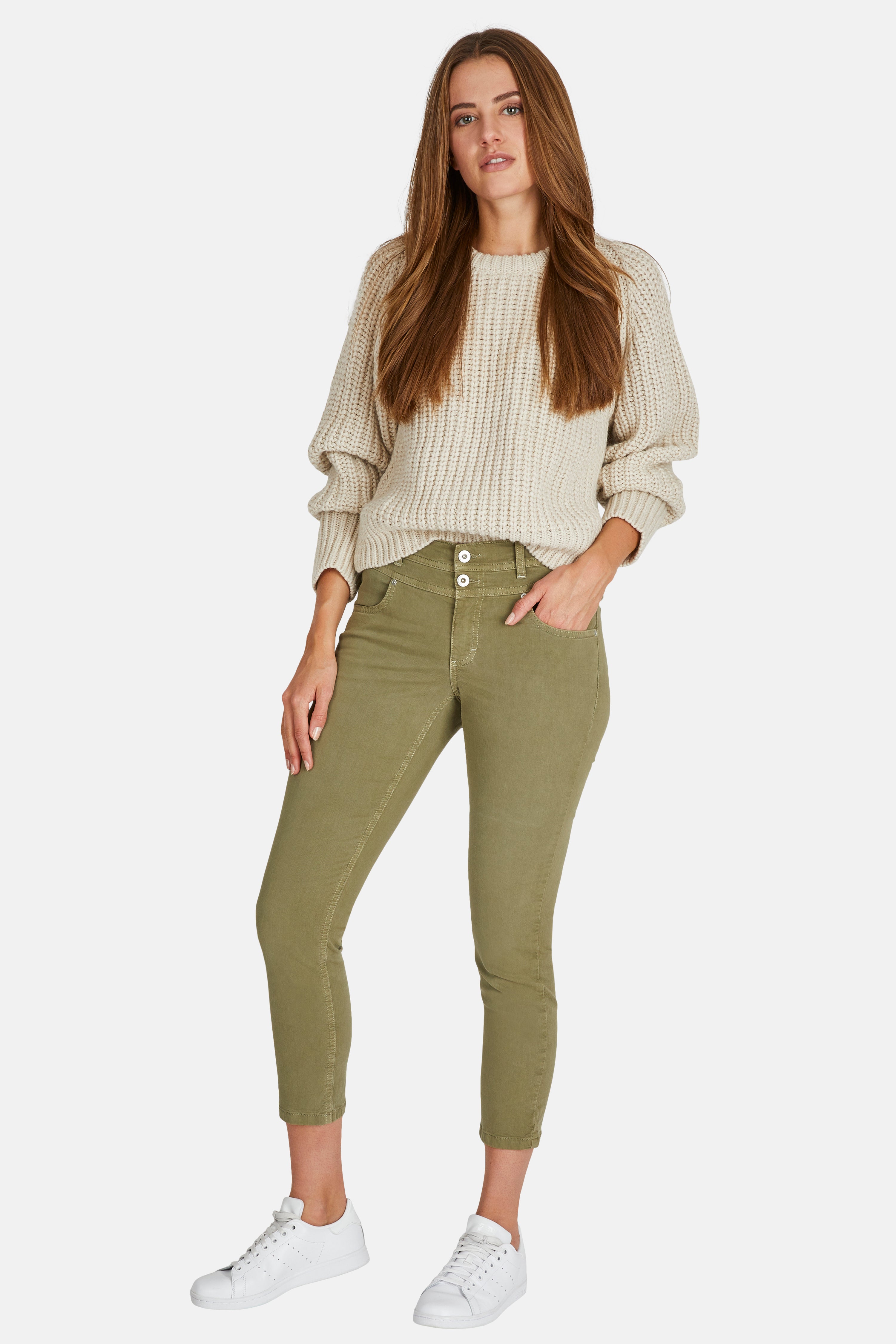 ANGELS JEANS Ornella Button 7/8 Hose - Dusty Olive Green - 178 680307.5415 von Angels Jeans