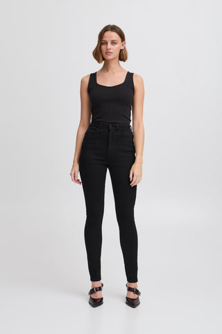 ICHI IHTWIGGY Slim High Waist - Midnight Onyx Black - 20122631.194008