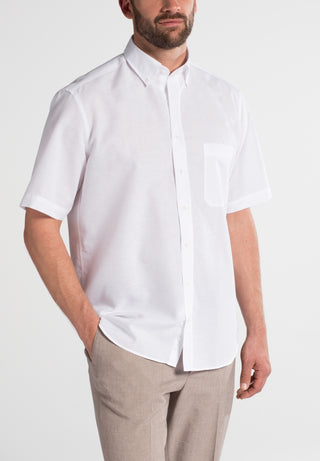 chemise manches courtes en lin eterna comfort fit lin blanc 2022-00-k294