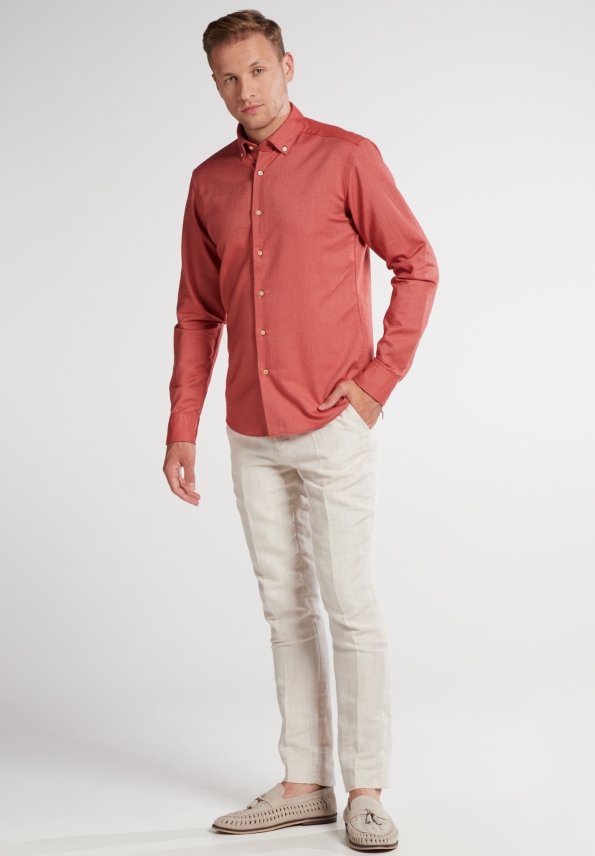 ETERNA SLIM FIT UPCYCLING SHIRT - Crimson Clay - 2370-57-MS74