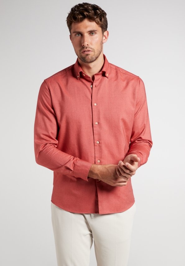 ETERNA Modern Fit Upcycling Shirt - Crimson Clay Red - 2370-57-VS74