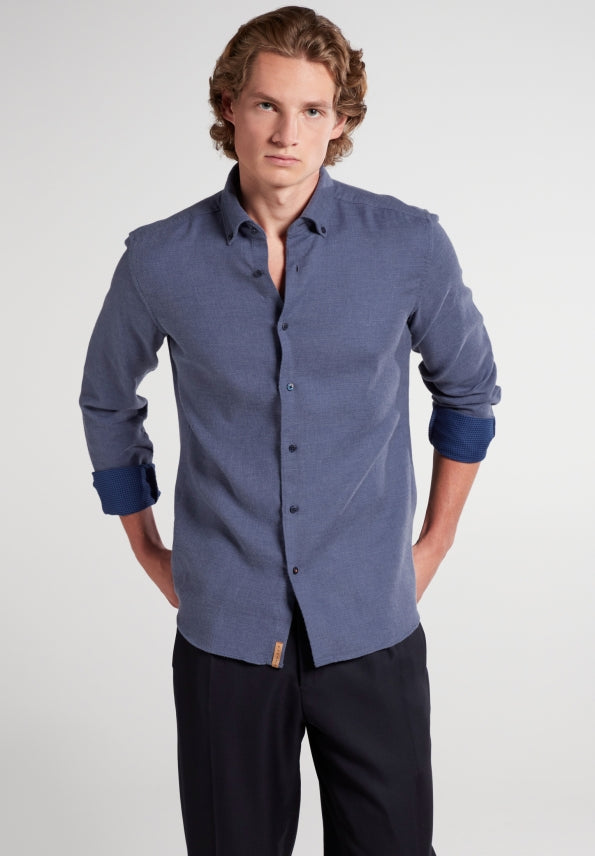 ETERNA SLIM FIT UPCYCLING SHIRT Langarm Hemd - Harbor Slate Blue - 2389-17-MS74