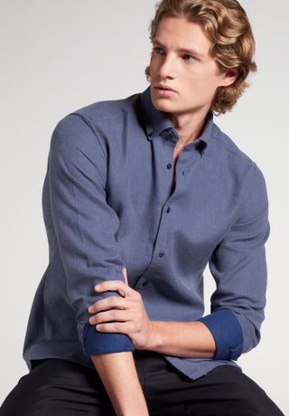 ETERNA SLIM FIT UPCYCLING SHIRT Langarm Hemd - Harbor Slate Blue - 2389-17-MS74