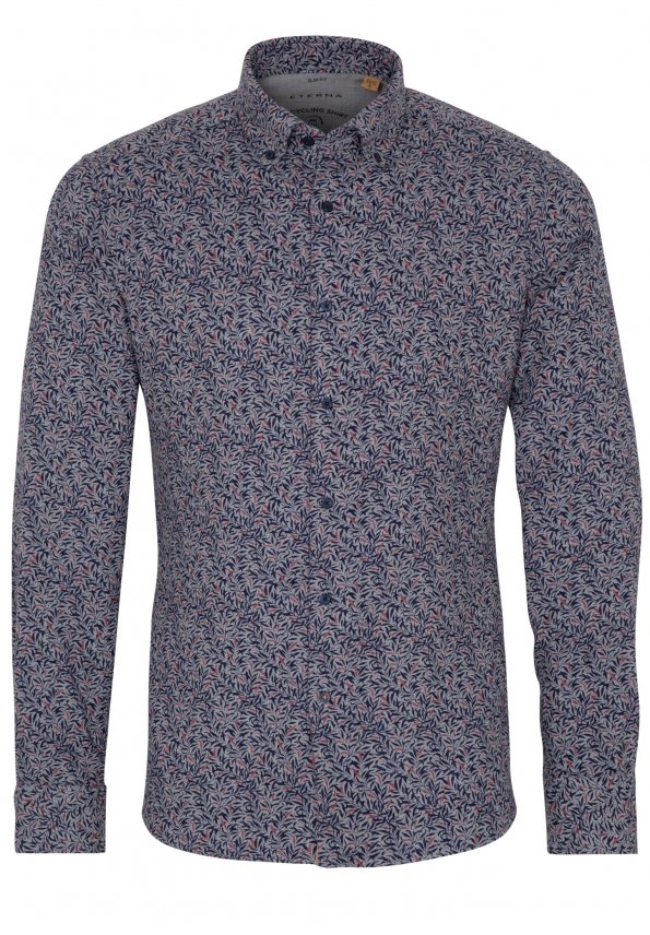 ETERNA SLIM FIT UPCYCLING SHIRT - Meadowline Blue - 2397-38-MS74