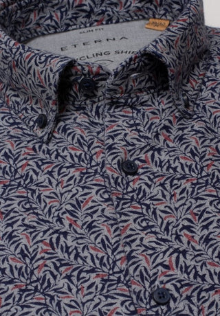 ETERNA SLIM FIT UPCYCLING SHIRT - Meadowline Blue - 2397-38-MS74