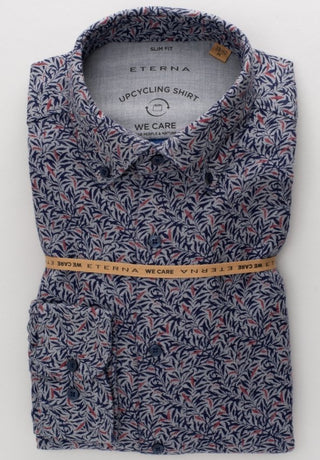 ETERNA SLIM FIT UPCYCLING SHIRT - Meadowline Blue - 2397-38-MS74