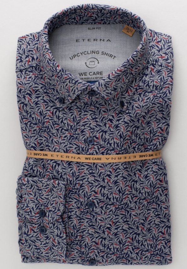 ETERNA SLIM FIT UPCYCLING SHIRT - Meadowline Blue - 2397-38-MS74 von Eterna