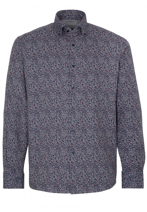 ETERNA COMFORT FIT UPCYCLING SHIRT Langarm Hemd - Inked Navy Blossom - 2397-38-QS9L