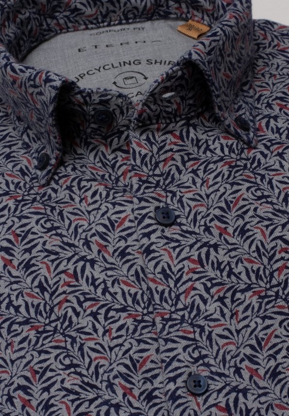 ETERNA COMFORT FIT UPCYCLING SHIRT Langarm Hemd - Inked Navy Blossom - 2397-38-QS9L von Eterna